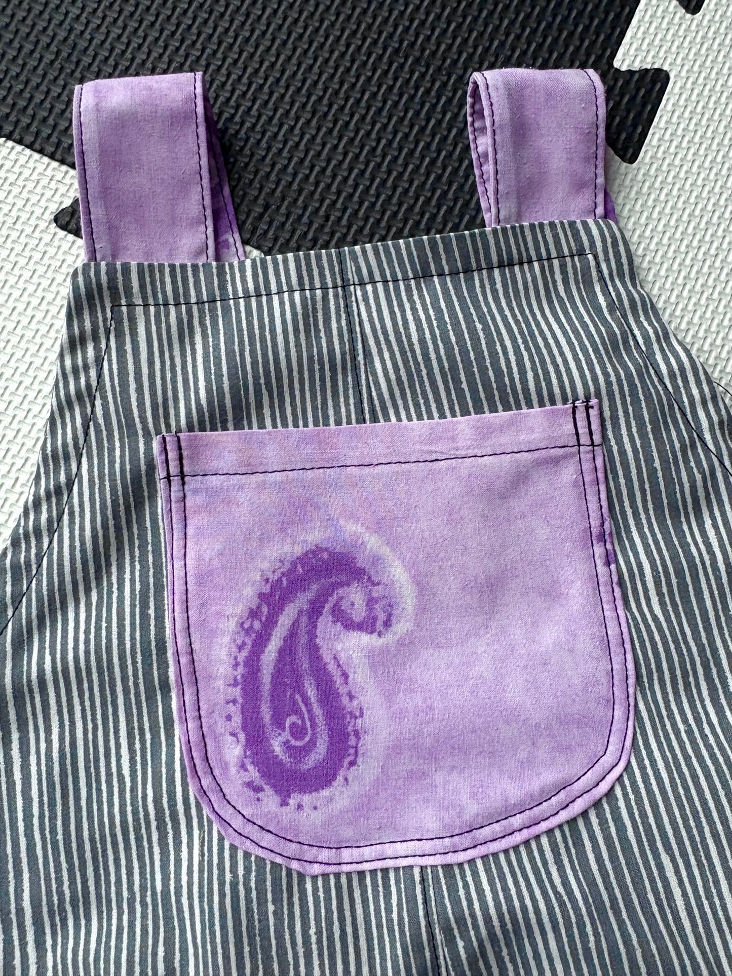 Grey Stripe/Lilac Swirl Joey Dungarees