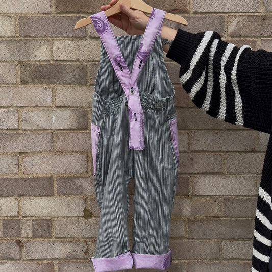 Grey Stripe/Lilac Swirl Joey Dungarees