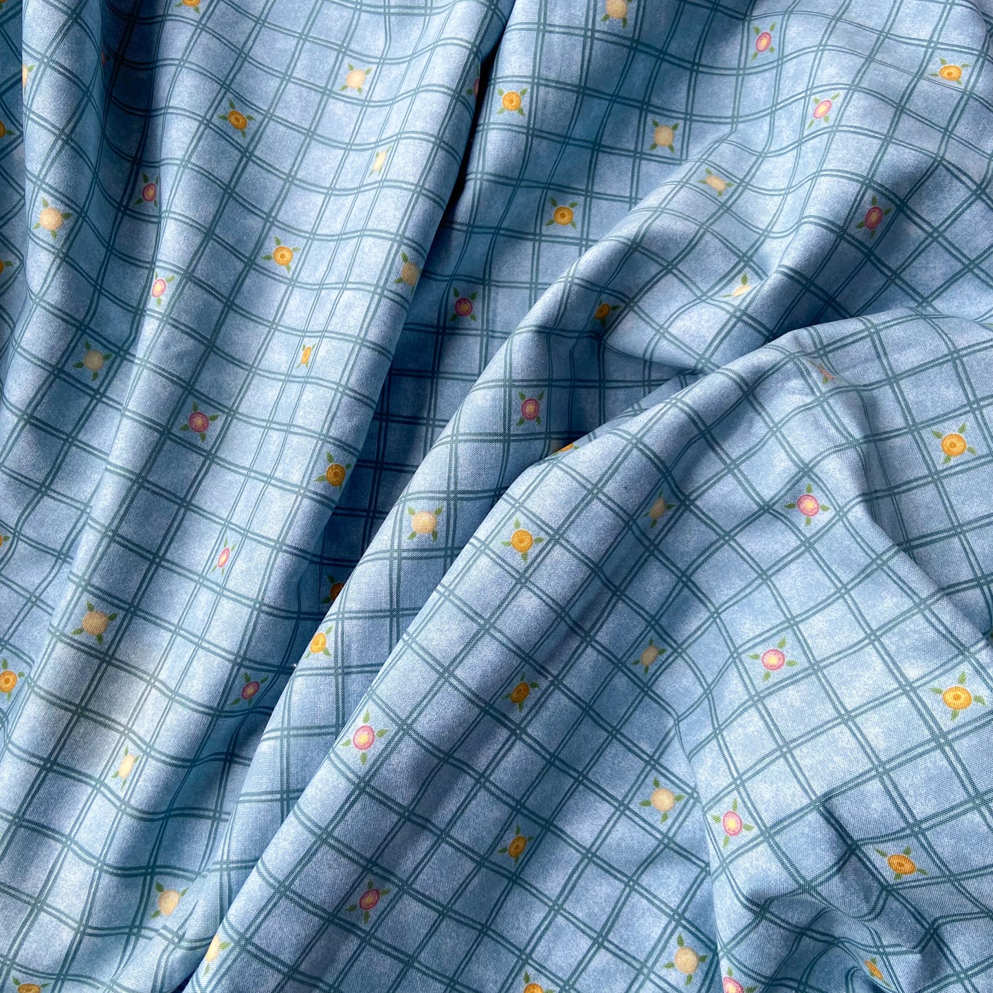 Blue Floral Checks