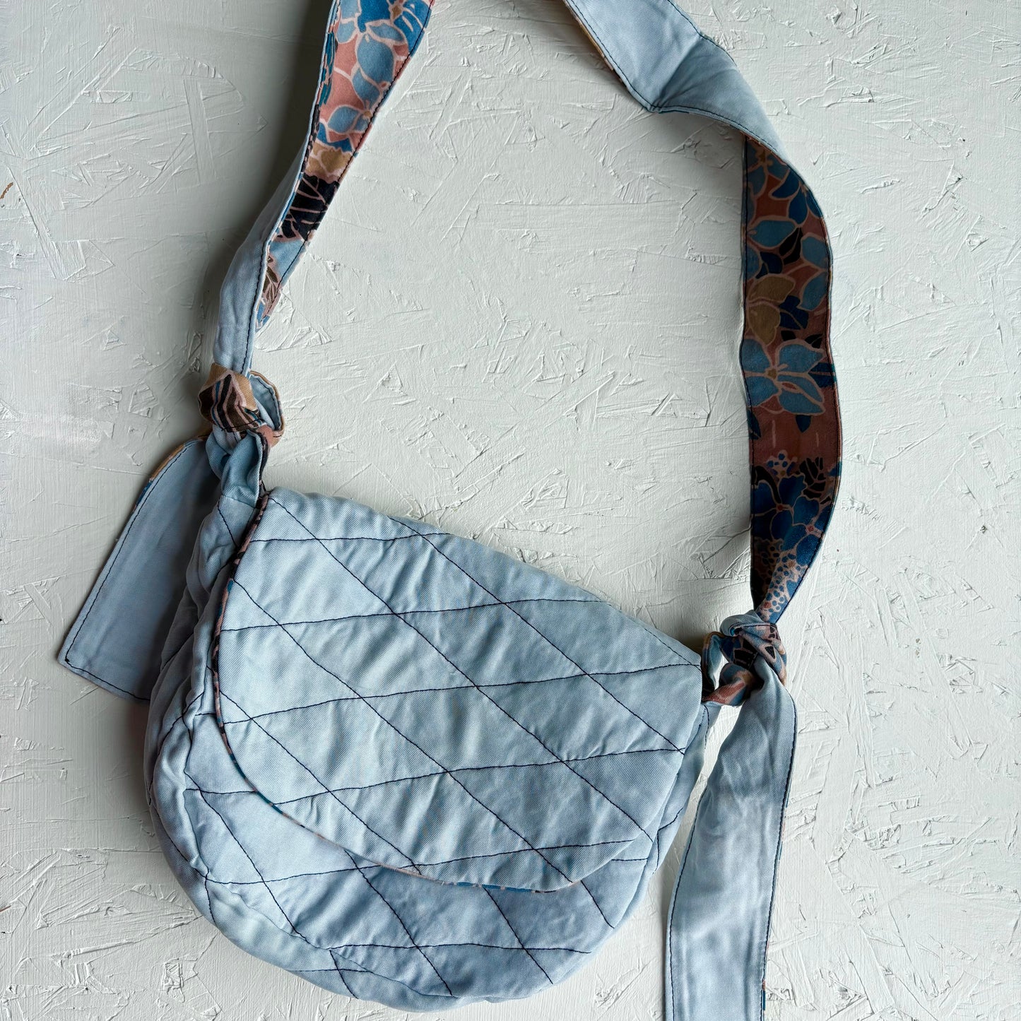 Peach and Blue Mini Harper Bag