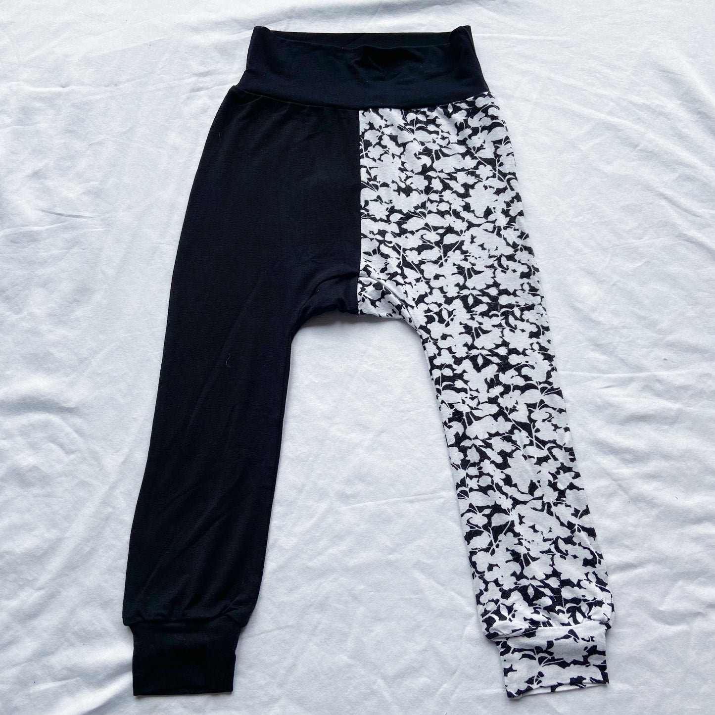 Black/White Floral Split Harems