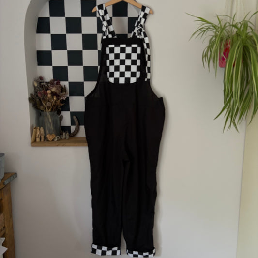 Black and Checkerboard Adult Dungarees