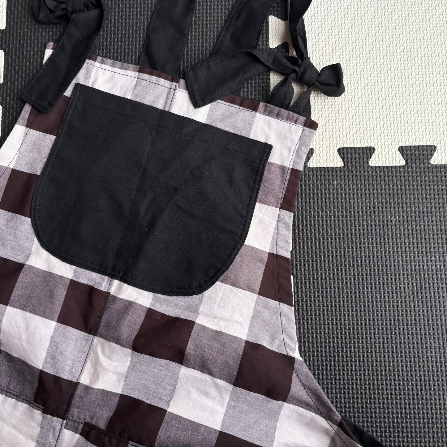 Black and White Plaid Adult Dungarees