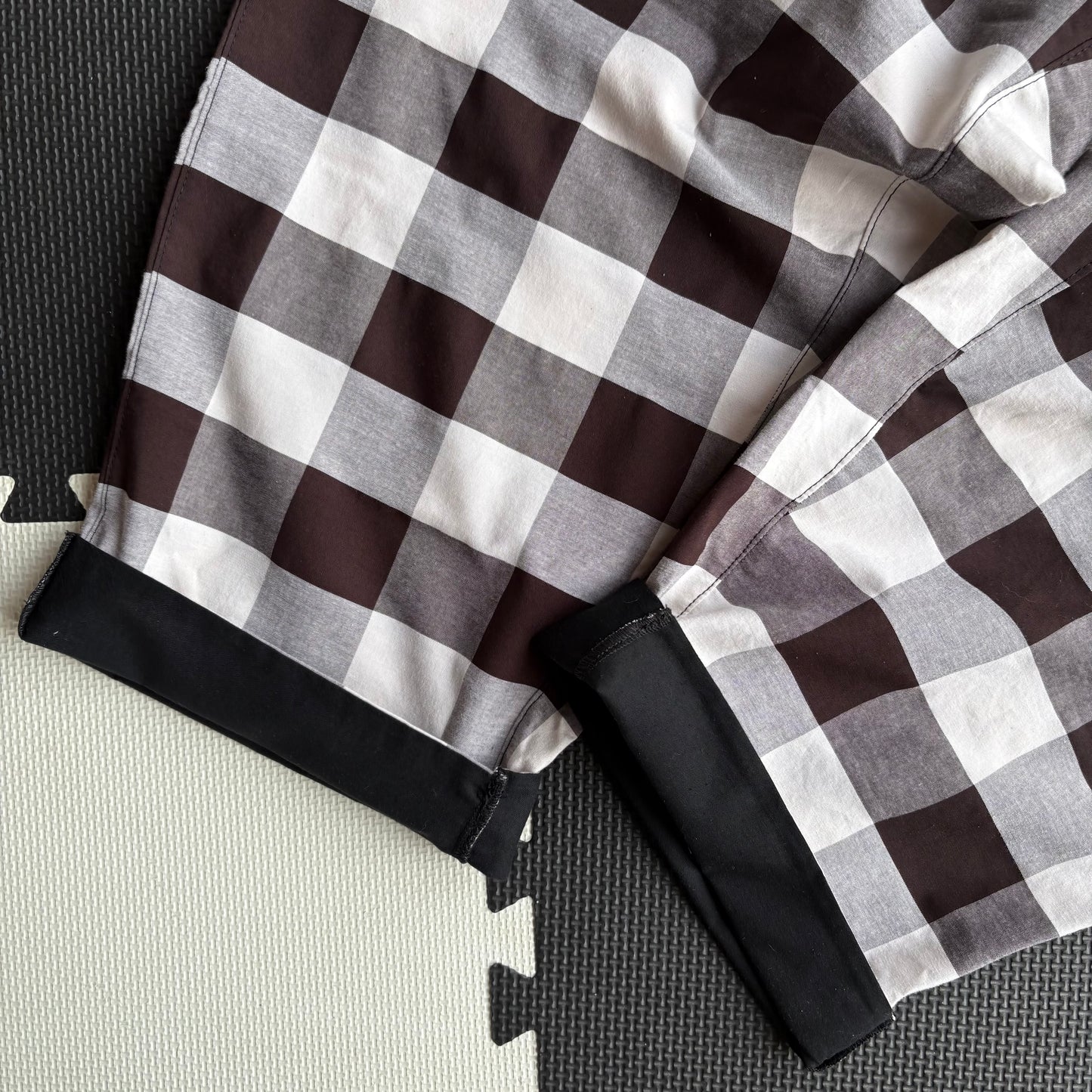 Black and White Plaid Adult Dungarees