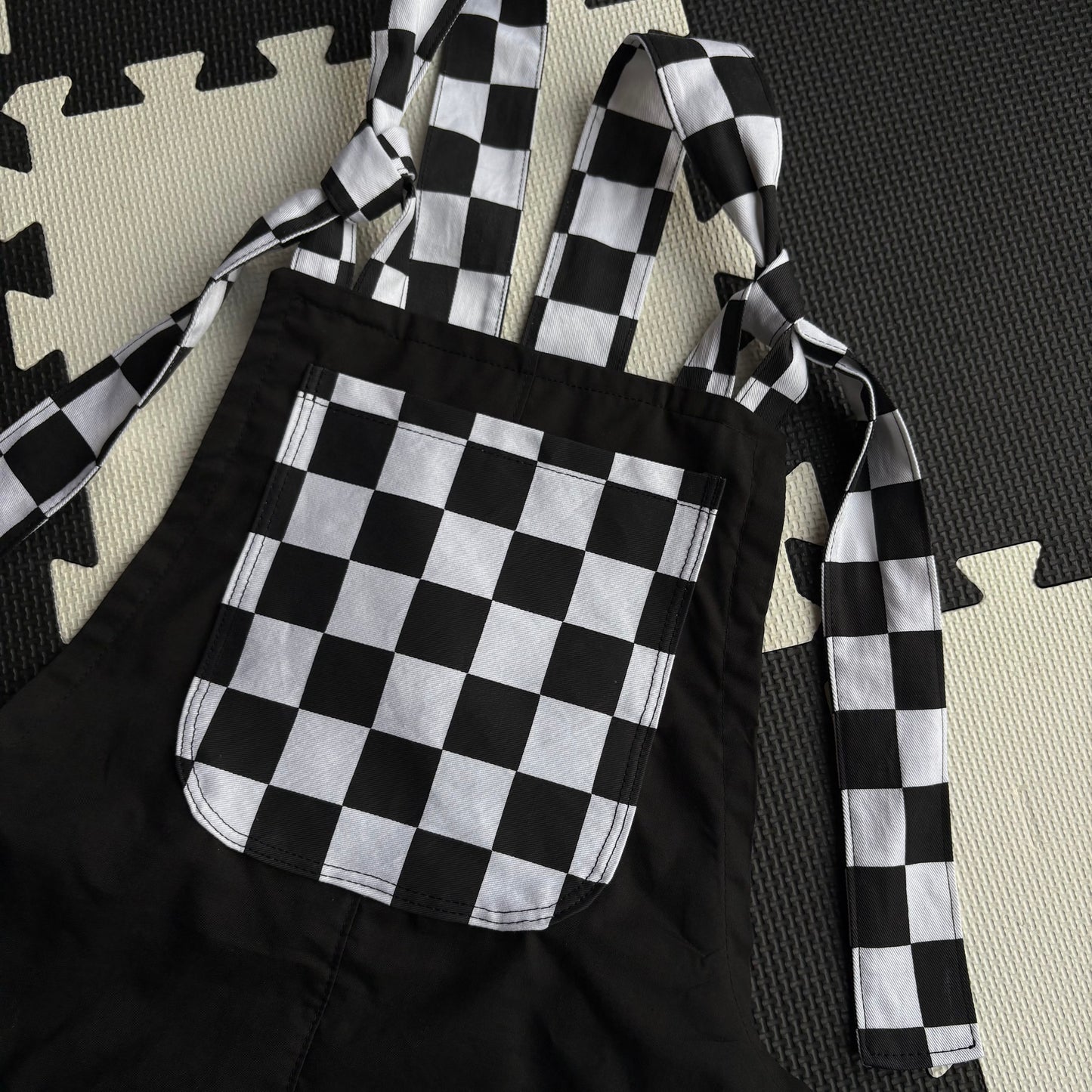 Black and Checkerboard Adult Dungarees