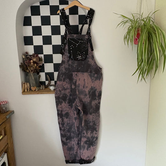 Dusky Pink Tue Dye and Constellation Adult Dungarees