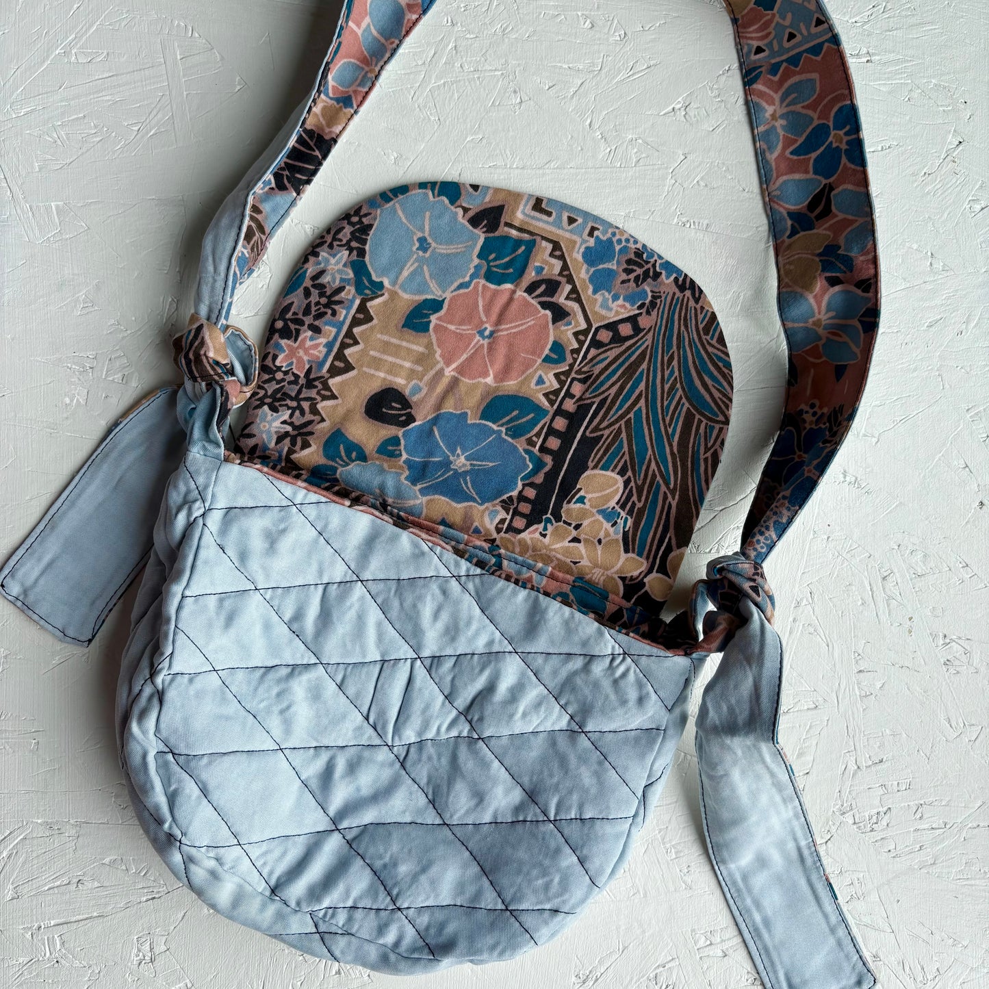 Peach and Blue Mini Harper Bag
