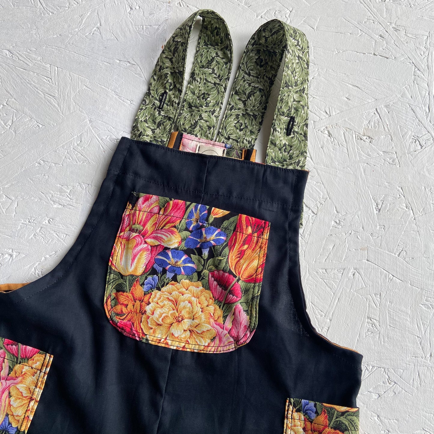 Black and Vintage Floral Joey Dungarees