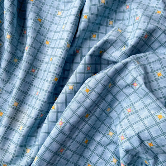 Blue Floral Checks