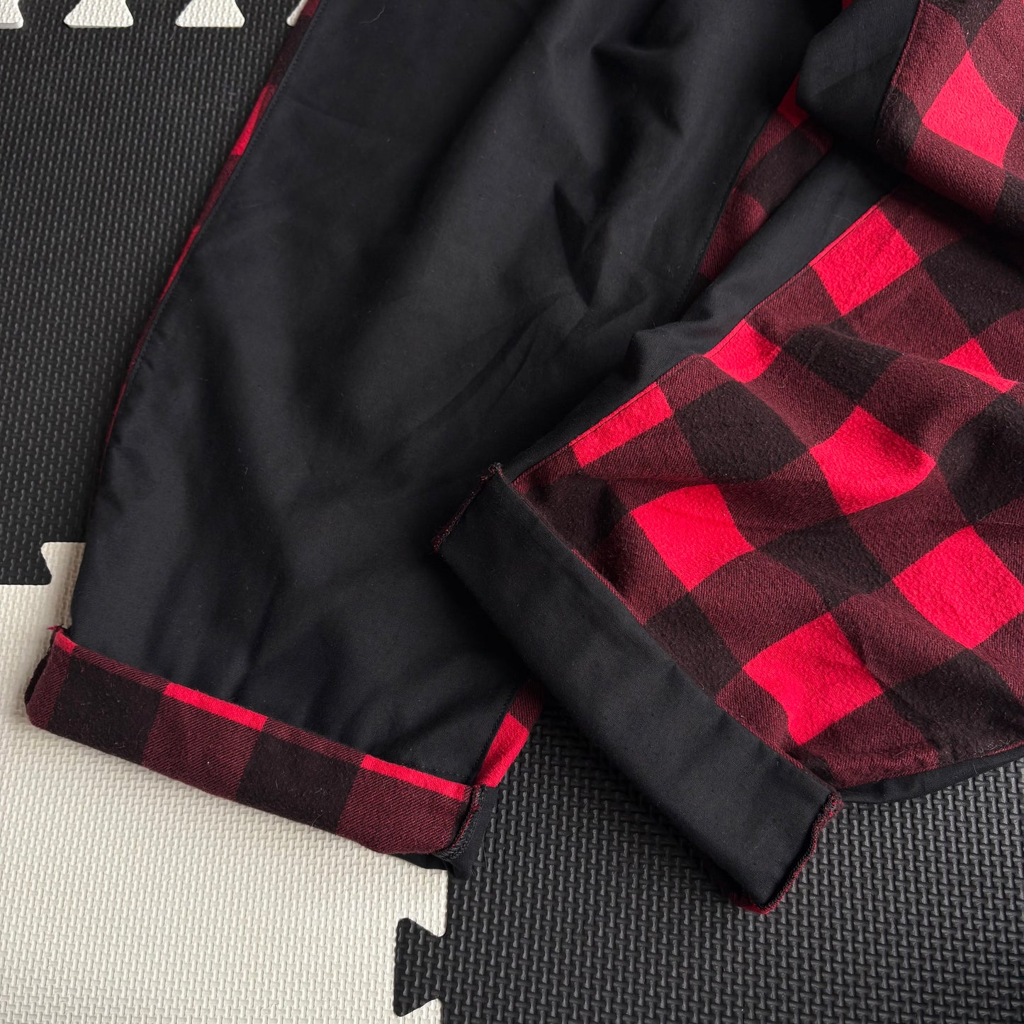 Red and Black Plaid Split Adult Dungarees