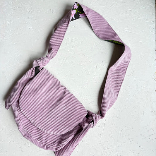 Pink Cord and Black Floral Mini Harper Bag