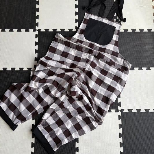 Black and White Plaid Adult Dungarees