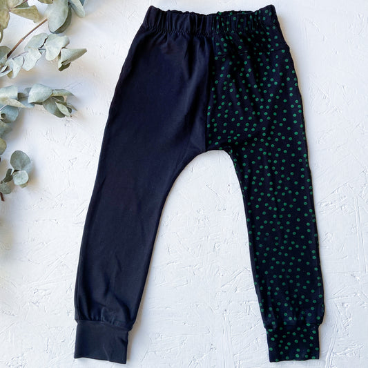 Green Polka Dot/Black Split Skinnies